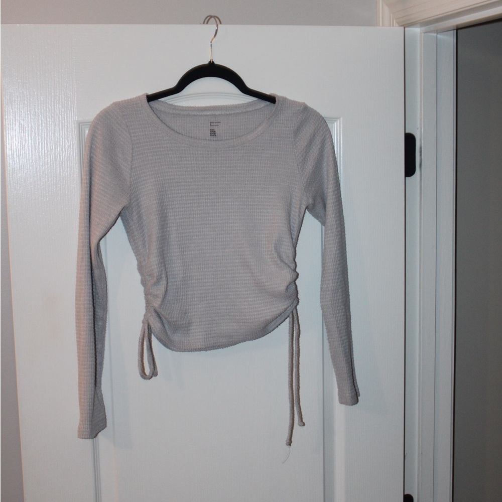 Hollister Light Gray Ruched Long Sleeve Blouse